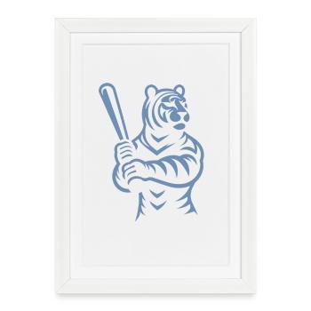 Minimalist Tiger Baseball Player Silhouette - Framed poster (27 × 37 cm) - white - Front