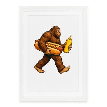 Hot-dog Bigfoot du 4 juillet – Hot dog amusant avec B - Affiche encadrée (27 × 37 cm) - blanc - Devant