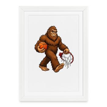 Basketball Bigfoot Sasquatch Funny Bigfoot - Framed poster (27 × 37 cm) - white - Front