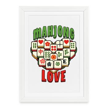 Mahjong Game Social Club Love Mahjong - Framed poster (27 × 37 cm) - white - Front