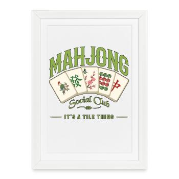 Jeu de Mahjong Club Social Joueur de Mahjong - Affiche encadrée (27 × 37 cm) - blanc - Devant