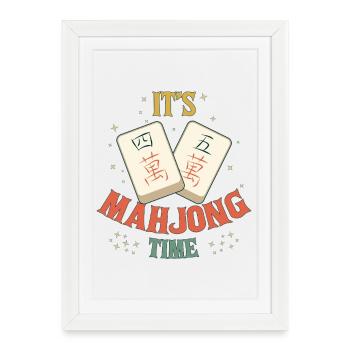 Club social de jeux de Mahjong C’est l’heure du Mahjong - Affiche encadrée (27 × 37 cm) - blanc - Devant