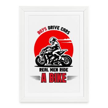 Real Men Biker - Framed poster (27 × 37 cm) - white - Front