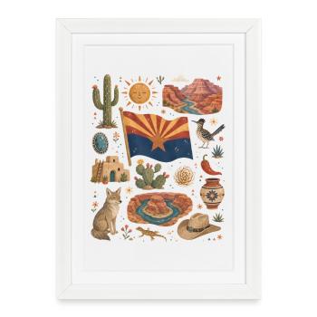 Arizona | Désert, canyons et liberté - Affiche encadrée (27 × 37 cm) - blanc - Devant