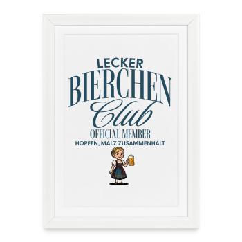 Lecker Bierchen Club - Gerahmtes Poster (27 × 37 cm) - Weiß - Vorne