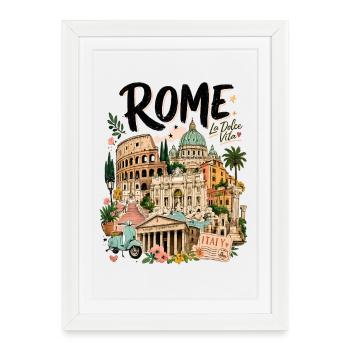 Rome la Dolce Vita Design - Framed poster (27 × 37 cm) - white - Front