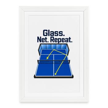 Verre de Padel Tennis. Net. Répétez. Club Humo régulier - Affiche encadrée (27 × 37 cm) - blanc - Devant
