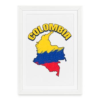 Map Of Colombian Flag Colombia - Framed poster (27 × 37 cm) - white - Front