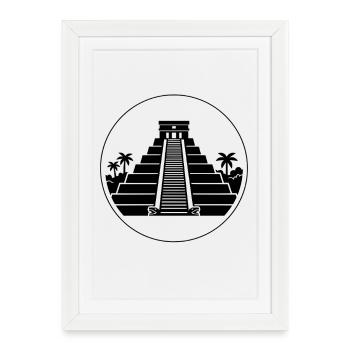 Pyramid El Castillo Chichén Itzá Mexico - Framed poster (27 × 37 cm) - white - Front