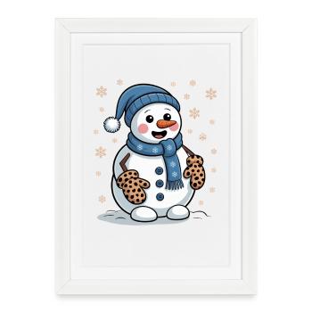Bonhomme de neige - Affiche encadrée (27 × 37 cm) - blanc - Devant