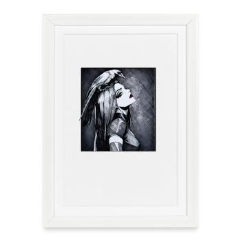 Raven Portrait Gothic Style - Framed poster (27 × 37 cm) - white - Front