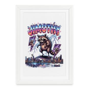 JIMOTHY Raton Laveur Rétro - Affiche encadrée (27 × 37 cm) - blanc - Devant