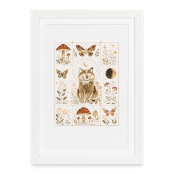 Cottagecore Raccoon Moon Mushroom Butterfly - Framed poster (27 × 37 cm) - white - Front