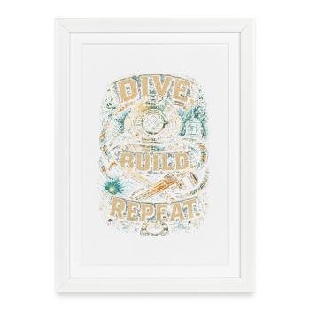 Commercial Diver Industrial Diver Dive Build Repeat - Framed poster (27 × 37 cm) - white - Front