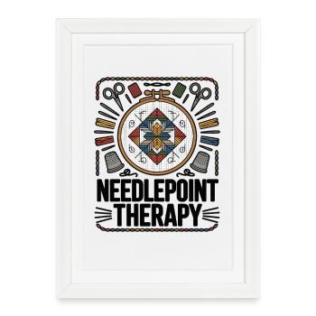 Thérapie au point de croix Broderie Amour - Affiche encadrée (27 × 37 cm) - blanc - Devant