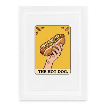 La carte du Tarot Hot Dog du 4 juillet : Drôle de Hot-Dog D - Affiche encadrée (27 × 37 cm) - blanc - Devant