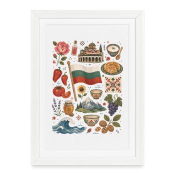 Bulgaria | Mountains, roses & love of home - Framed poster (27 × 37 cm) - white - Front