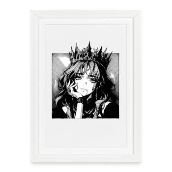 Portrait du manga de la Reine des Ombres - Affiche encadrée (27 × 37 cm) - blanc - Devant