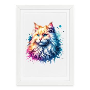 Motif du chat angora turc - Affiche encadrée (27 × 37 cm) - blanc - Devant