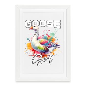 Oie Fille Oie - Affiche encadrée (27 × 37 cm) - blanc - Devant