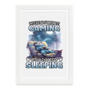 Weekend Forecast Gaming Panda - Framed poster (27 × 37 cm) - white - Front