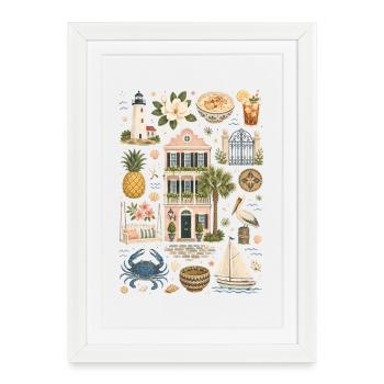 Charleston | Sud, Côte et Charme - Affiche encadrée (27 × 37 cm) - blanc - Devant
