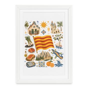 Catalonia | Gaudí, Coast & Pleasure - Framed poster (27 × 37 cm) - white - Front