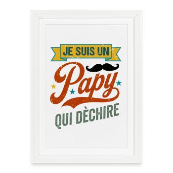 Papy Qui Déchire Humour Cadeau Rétro - Affiche encadrée (27 × 37 cm) - blanc - Devant