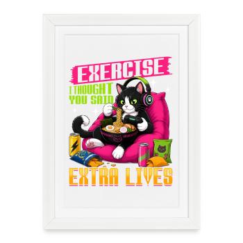 Gamer Gaming Cat Ramen Video Game - Framed poster (27 × 37 cm) - white - Front