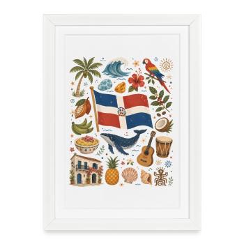 République dominicaine | Caraïbes & Rythme - Affiche encadrée (27 × 37 cm) - blanc - Devant