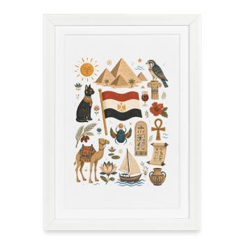 Égypte | Pyramides, Nil et Antiquité - Affiche encadrée (27 × 37 cm) - blanc - Devant