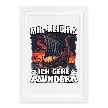 Vikingerschiff Plünderer Raid Motiv - Gerahmtes Poster (27 × 37 cm) - Weiß - Vorne