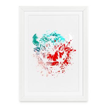 Art éclaboussuré de bison - Affiche encadrée (27 × 37 cm) - blanc - Devant