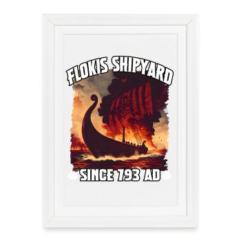 Incendie Viking au chantier naval Flokis - Affiche encadrée (27 × 37 cm) - blanc - Devant