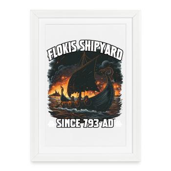 Viking Ship Flame Horizon - Framed poster (27 × 37 cm) - white - Front