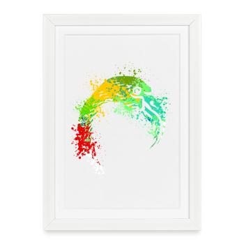 Art éclaboussé de flamant rose - Affiche encadrée (27 × 37 cm) - blanc - Devant