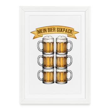 Hier ist mein sechs Bier pack lustige Bier Sprüche - Gerahmtes Poster (27 × 37 cm) - Weiß - Vorne