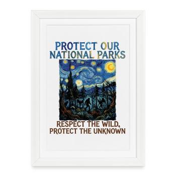 Le cryptide Van Gogh protège nos parcs nationaux - Affiche encadrée (27 × 37 cm) - blanc - Devant