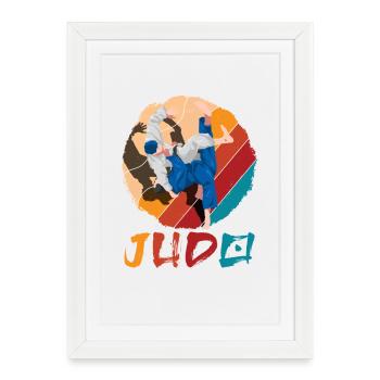 Judo Retro Vintage Arts Martial Judoka Projection - Affiche encadrée (27 × 37 cm) - blanc - Devant