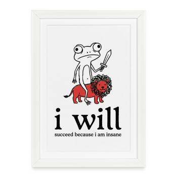 Froschritter with lion companion - Framed poster (27 × 37 cm) - white - Front