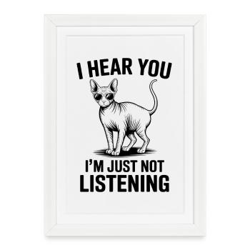 Sphynx Cat Dicts, drôle de cadeau Sphynx Cat - Affiche encadrée (27 × 37 cm) - blanc - Devant