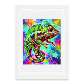 caméléon - Affiche encadrée (27 × 37 cm) - blanc - Devant