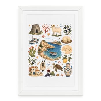 Sardinia | Coast, Nuraghi & Pleasure - Framed poster (27 × 37 cm) - white - Front