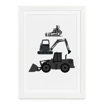 Construction Equipment Silhouettes Collection - Framed poster (27 × 37 cm) - white - Front