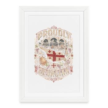 Géorgie Géorgienne Tbilissi Sakartvelo - Affiche encadrée (27 × 37 cm) - blanc - Devant