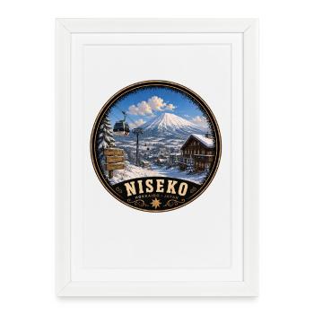Ski Snowboard des vacances d’hiver à Niseko Hokkaido - Affiche encadrée (27 × 37 cm) - blanc - Devant