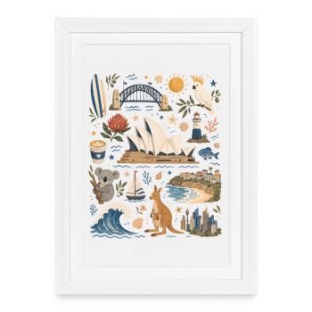 Sydney | Harbour, Surfing & Australia - Framed poster (27 × 37 cm) - white - Front