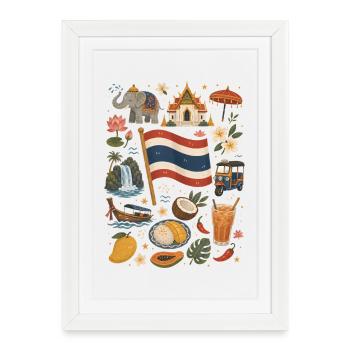 Thailand | Temples, Tropics & Street Food - Framed poster (27 × 37 cm) - white - Front