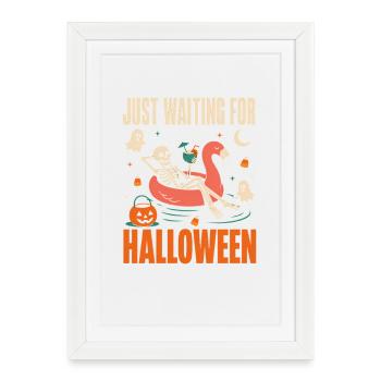 Just Waiting For Halloween Skeleton Flamingo - Framed poster (27 × 37 cm) - white - Front
