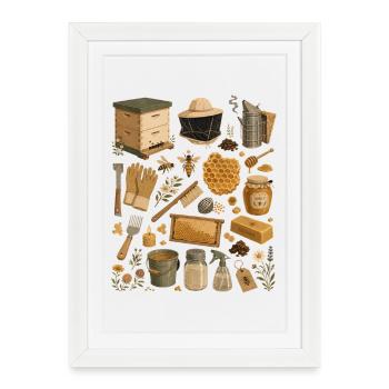 Amour des abeilles | Apiculture & Miel - Affiche encadrée (27 × 37 cm) - blanc - Devant